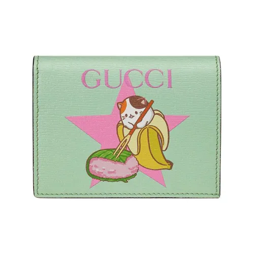 GUCCI Bananya Банан Meow Коллекционное издание кожа кошелек женский светло-зеленый