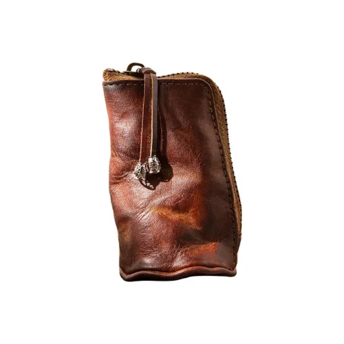 Back Step Лицевая коровья кожа Автомобильный ключ Pouch Картхолдер Мелочь Кошелек Хранение Маленькая сумка Обычный Унисекс Коричневый Кофе