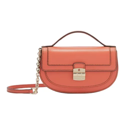 Furla Club 2 Коровья кожа крупнозернистая текстура седельная сумка сумка через плечо мини-сумка женский цвет корица