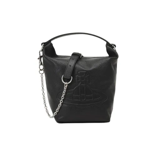 Vivienne Westwood Sally Коровья кожа крупнозернистая ведрообразная сумка сумка через плечо сумка среднего размера унисекс черный