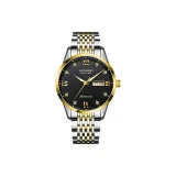 Средний Gold Черный циферблат Стальной браслет