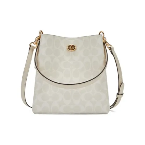 COACH Charlie PVC Ведрообразная Сумка Тоут Сумка Сумка для покупок Сумка Сумка через плечо Женская Слоновой кости Ледниковый Белый