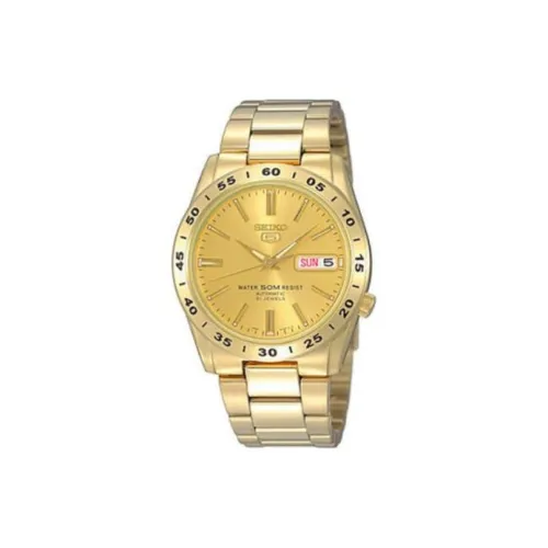 SEIKO Автоматический Механический Механизм Нержавеющая Сталь Ремешок Часы Унисекс Золотой Циферблат