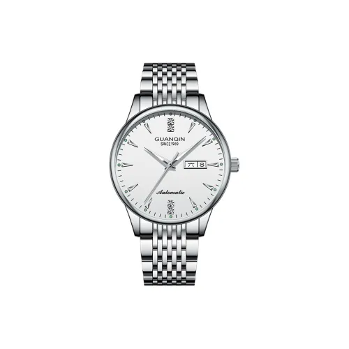 GUANQIN GJ16221 Автоматический Механический Механизм Нержавеющая Сталь Ремешок Часы Мужские Белый Циферблат