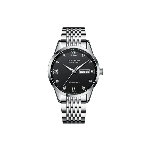 GUANQIN GJ16262 Автоматический Механический Механизм Нержавеющая Сталь Ремешок Часы Мужские Черный Циферблат