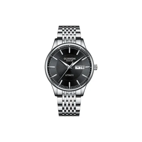 GUANQIN GJ16266 Автоматический механический механизм ремешок из нержавеющей стали мужские часы белый циферблат