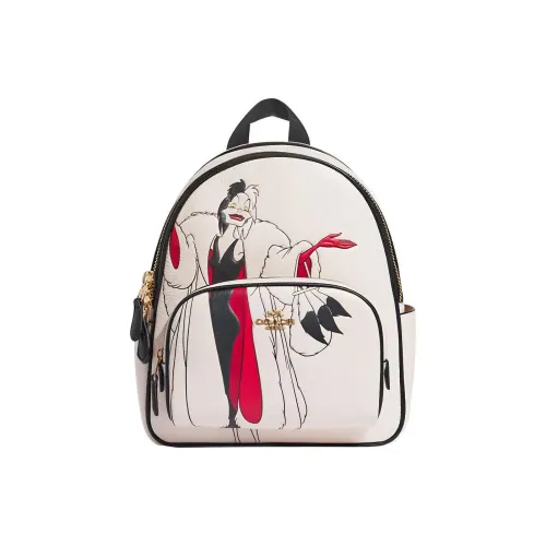 COACH Disney Collaboration Корт Коровья кожа с текстильным рюкзаком двойной плечо мини женский мел белый