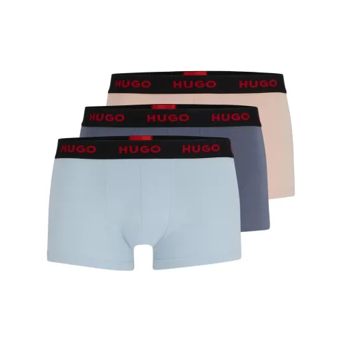 Hugo Boss THREE Пачка OF Logo Waistband Транкс из Эластичного Хлопка Мужское Нижнее Белье 3 Упаковки