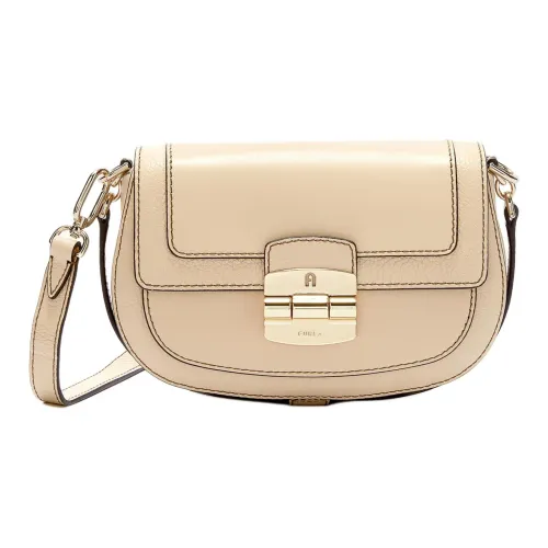 Furla Club 2 Кожа Седло Сумка Сумка через плечо Сумка на плечо Женская Бежевая
