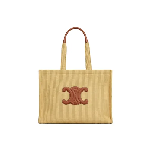 CELINE Cabas Thais Телячья кожа Тоут Сумка Сумка для покупок Сумка через плечо Сумка Большая Женская Естественный Коричневый