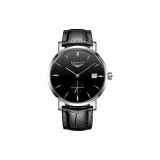 Белый корпус, черный циферблат, черный ремешок.