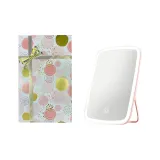 Трехцветное LED-зеркало для макияжа - розовый (подарочный набор с праздничной упаковкой)