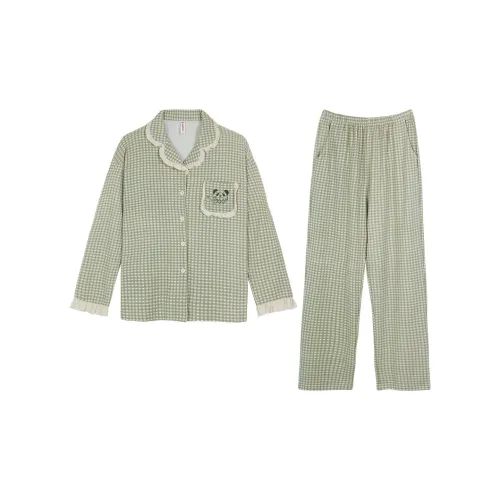 WOLFSFUL Пижамный комплект женский цвет зеленый ростковый