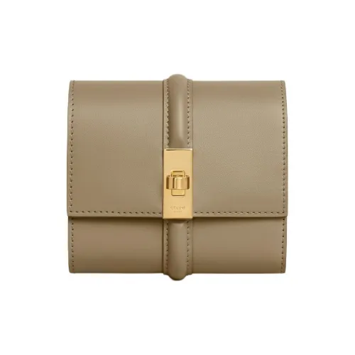 CELINE 16 Телячья кожа Кошелек Маленький Женский Коричневый