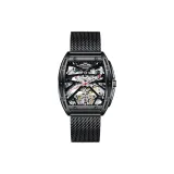 Чёрный корпус с чёрным циферблатом, сетчатая сумка