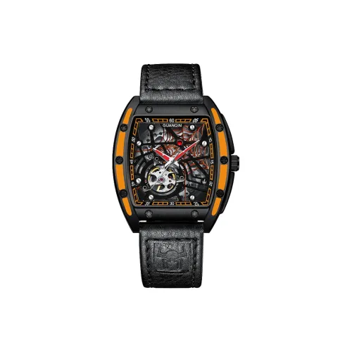 GUANQIN GJ16203 Механический механизм Резиновый ремешок Часы Мужские Часы С открытым механизмом