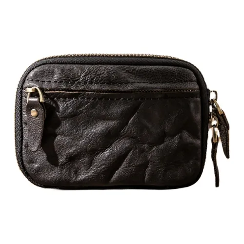 Back Step Первый слой Растительное дубление Коровья кожа Картхолдер Key Pouch Унисекс Черный кофейный