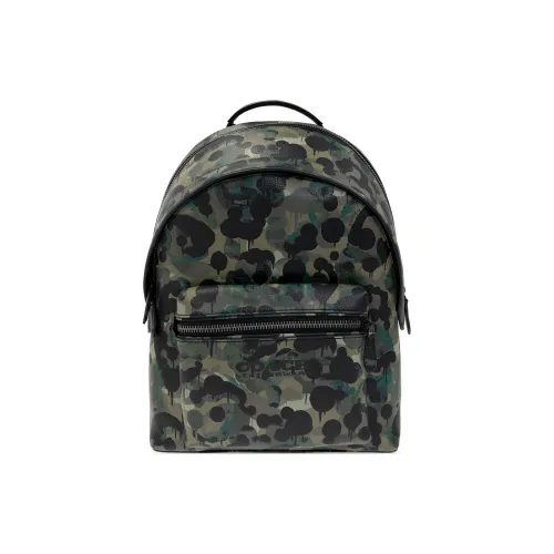 COACH Charter Крупнозернистая текстура Кожа Рюкзак Большой Мужской Камуфляж