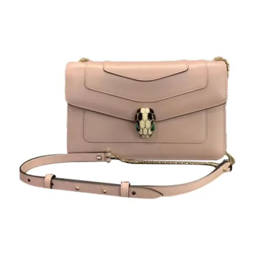 BVLGARI Serpenti Forever Телячья кожа Сумка через плечо Маленькая Женская Светло-розовая
