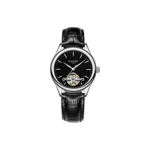 GUANQIN Механические часы ремень из натуральной кожи женские часы черный циферблат