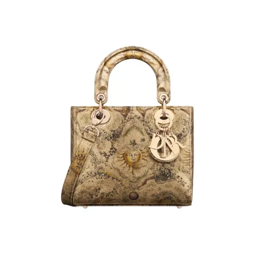 DIOR Lady Dior Телячья кожа Сумка Lady Dior Сумка через плечо Сумка Маленькая Женская Бронза