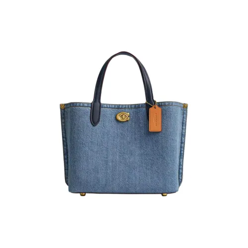 COACH Willow Denim Сумка через плечо Сумка среднего размера Женская Латунь и Индиго