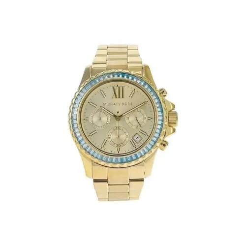 MICHAEL KORS Наручные часы Кварцевый механизм Ремешок из нержавеющей стали 42 мм Золотой циферблат Унисекс