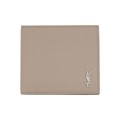 SAINT LAURENT CASSANDREEast West GRAIN LEATHER Кошелек Маленький Мужской Серый Коричневый