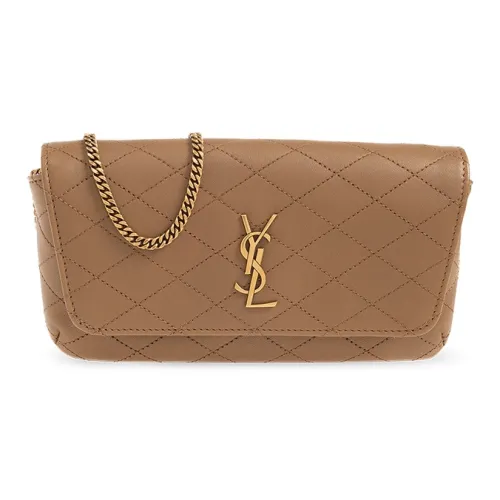 SAINT LAURENT Овчина Сумка через плечо Сумка на плечо Женская Коричневая