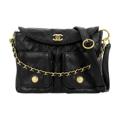 CHANEL Сумка через плечо из гладкой коровьей кожи маленькая женская черная