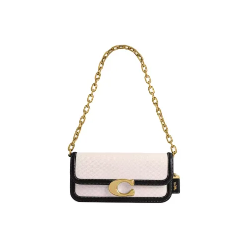 COACH IDOL Холст и кожа Сумка через плечо Средняя Женская Черный и Латунь