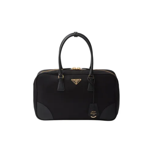 PRADA RE Edition Переработанный нейлон с кожаными вставками Сумка Большая Женская Черная