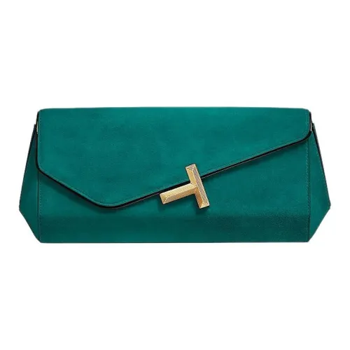 TIFFANY CO. T Series Замша Клатч Женские Жадеит Зеленый