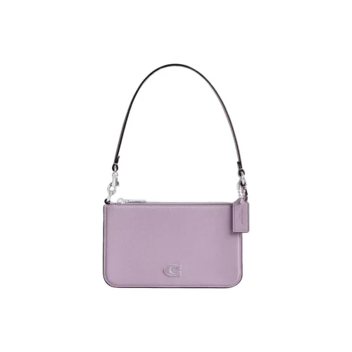 COACH Pouch Кожа Панельная Холст Сумка через плечо Маленькая Женская Фиолетовая