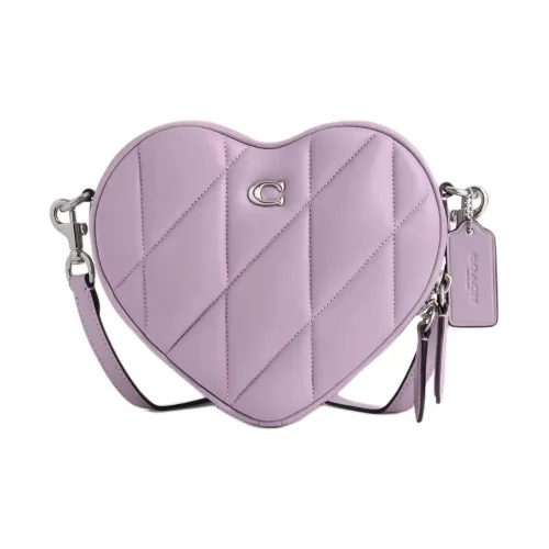 COACH Сердце Кожа Наппа Сердце Формированная Сумка Сумка через плечо Маленькая Женская Светло-фиолетовая
