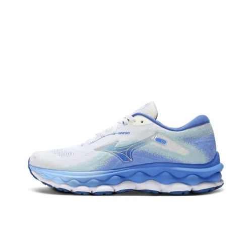 Кроссовки для бега Mizuno Wave Sky 7 Низкий верх Белый/Серебряный Серый/Синий Женские
