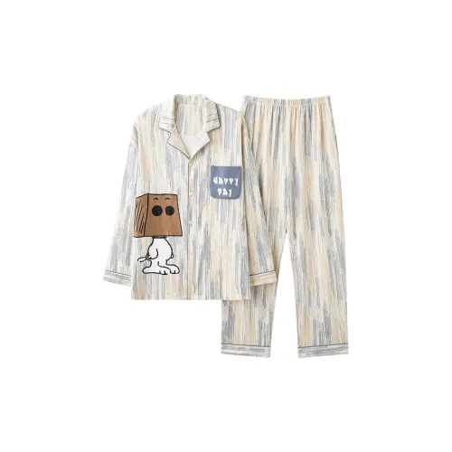 O'MESIK Пижамный комплект Мужской Бежевый Синий