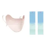 Пастельно-розовая маска для лица + шалфейно-зеленые охлаждающие рукава