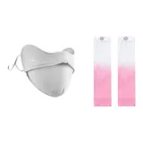 Серый маску для лица + бело-розовые охлаждающие рукава