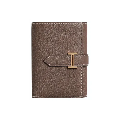 HERMES Bearn Mysore Шевро Кошелек Унисекс 18 этуп слоново-серый