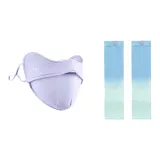 Фиолетовая маска для лица + синие и зеленые охлаждающие рукава