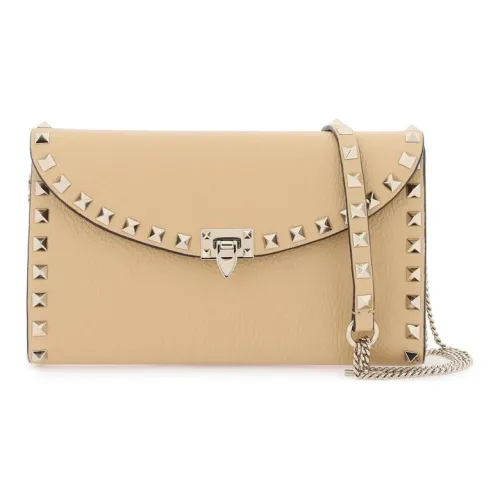 Valentino GARAVANIRockstud Телячья кожа Сумка через плечо Сумка на плечо Женская Бежевая Коричневая