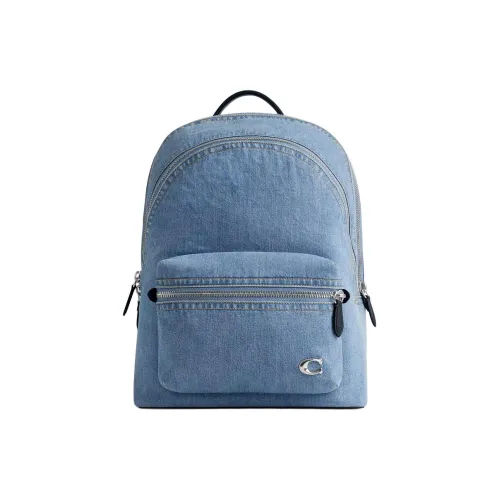COACH Charter Denim утонченная телячья кожа рюкзак большой мужской индиго