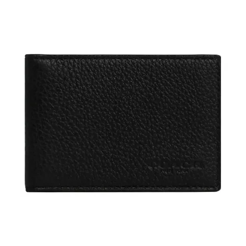 COACH Держатель для карт из кожаной сумки Billfold Wallet женский черный