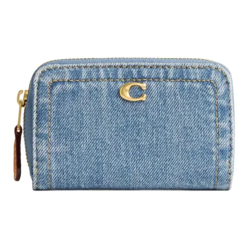 COACH Zip Around Denim Wallet Mini Women's Indigo