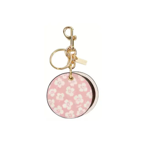 COACH Canvas с кожаными вставками зеркальце брелок для сумки мерч женский розовый и белый