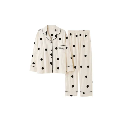Mulong Family Пижамный комплект Женские Кардиган в горошек