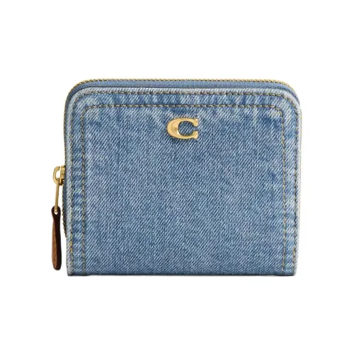 COACH Деним Кошелек Mini Женские Латунь Индиго