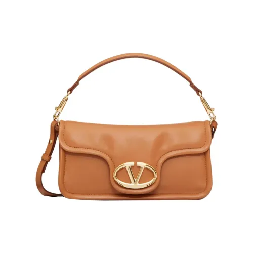 Valentino Напп Кожа Портативная Сумка через плечо Сумка на плечо Средняя Женская Миндальная