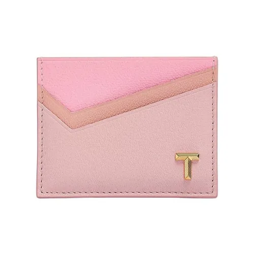 TIFFANY CO. Tiffany T Козья кожа Держатель для карт Женский Розовый Многоцветный